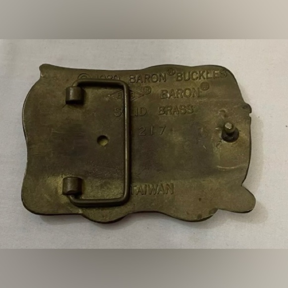 Baron Buckles 1980 Solid Brass Electrician Belt Buckle Vintage - Picture 2 of 2